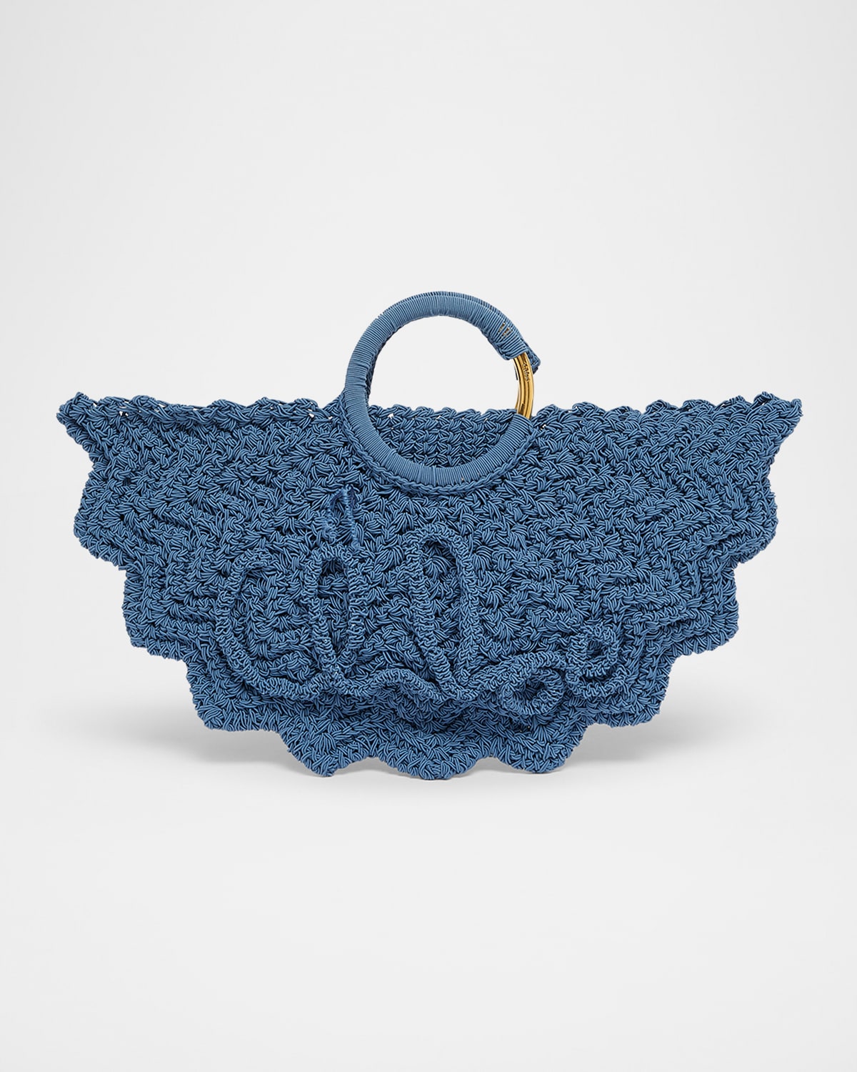 Chloé Passementerie Crochet Top-handle Bag In Fabric In Deep Ivory