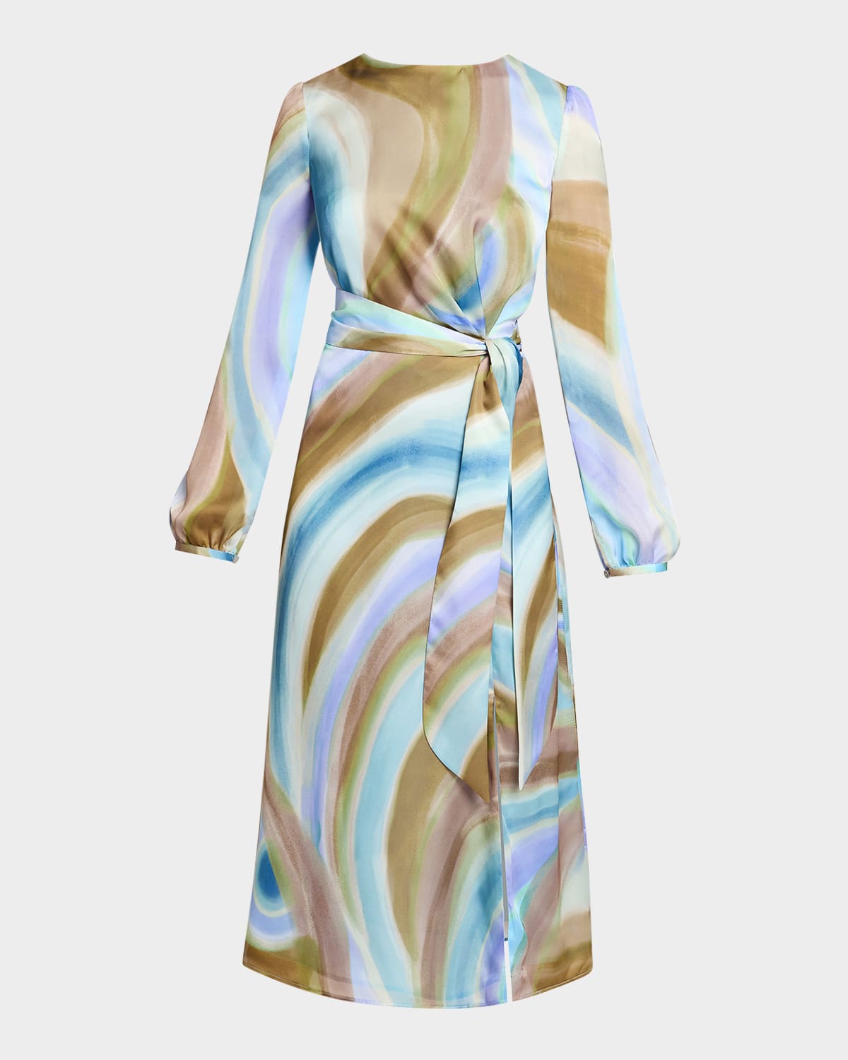 Santorelli Doria Abstract-print Georgette Midi Dress In Aquamarine Multi