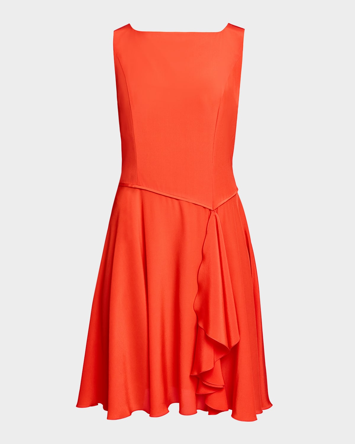 Santorelli Emmy Sleeveless Ruffled Dress In Silk Crepe De Chine In Red