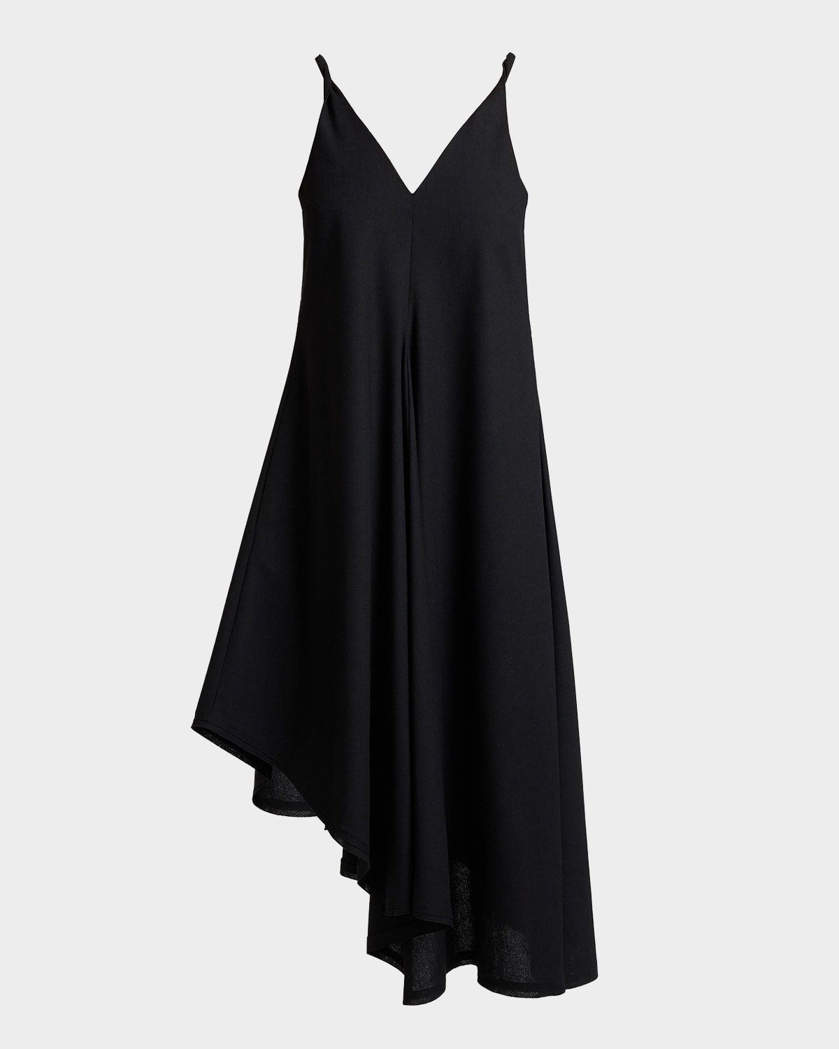 Santorelli Kourt Asymmetric Sleeveless Linen Blend Midi Billow Dress