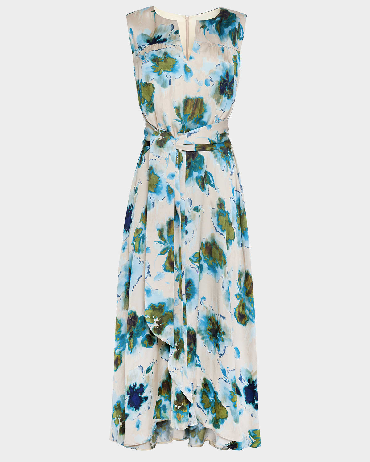 Santorelli Mira Sleeveless Floral-print Midi Dress In Aquamarine Multi