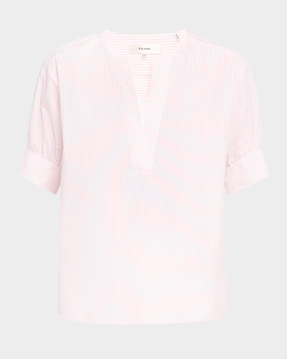 Frame Stripe Split Neck Organic Cotton Popover Top In Azalea Multi