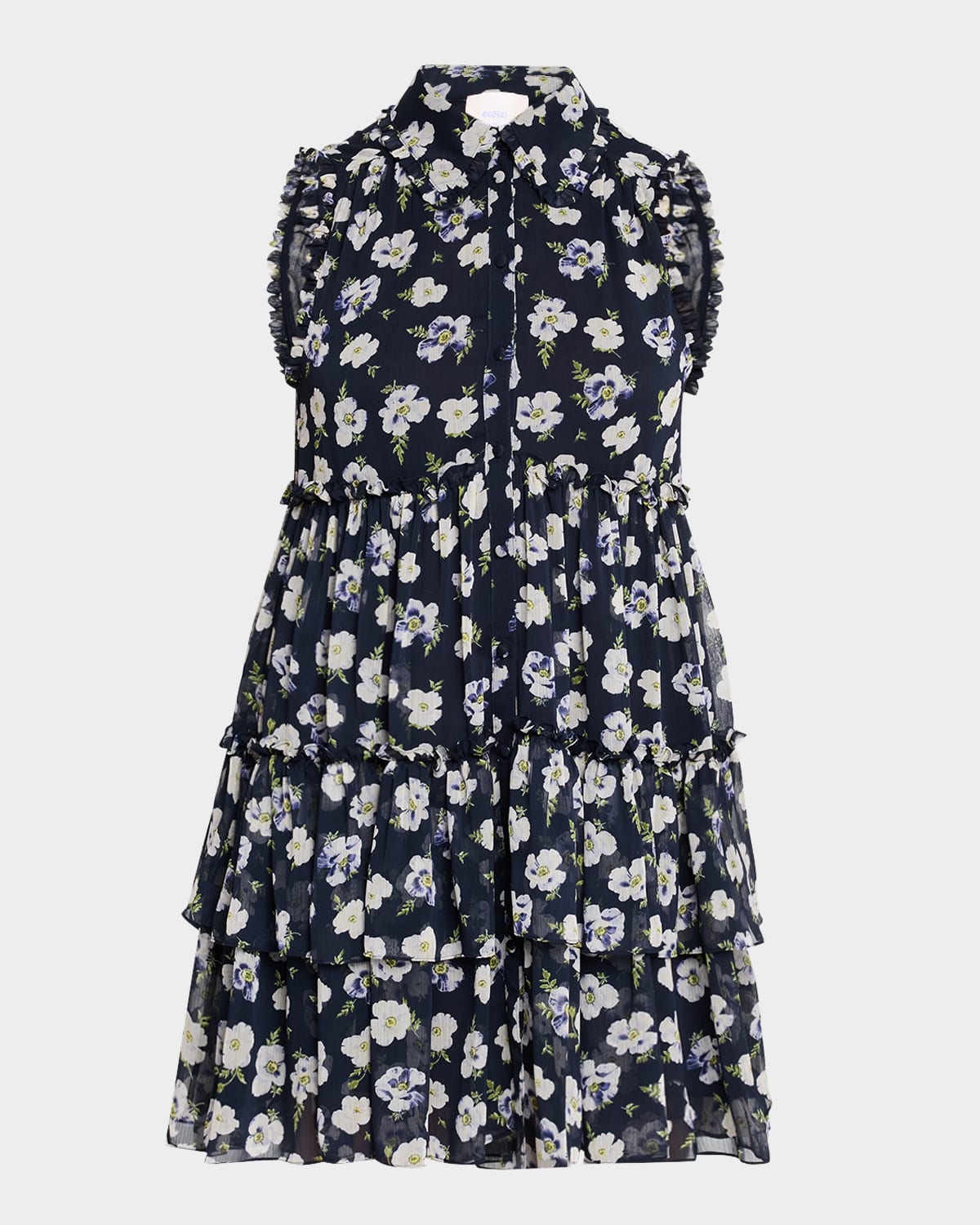 Shop Cinq À Sept Becci Floral Sleeveless Mini Dress In Navy Multi