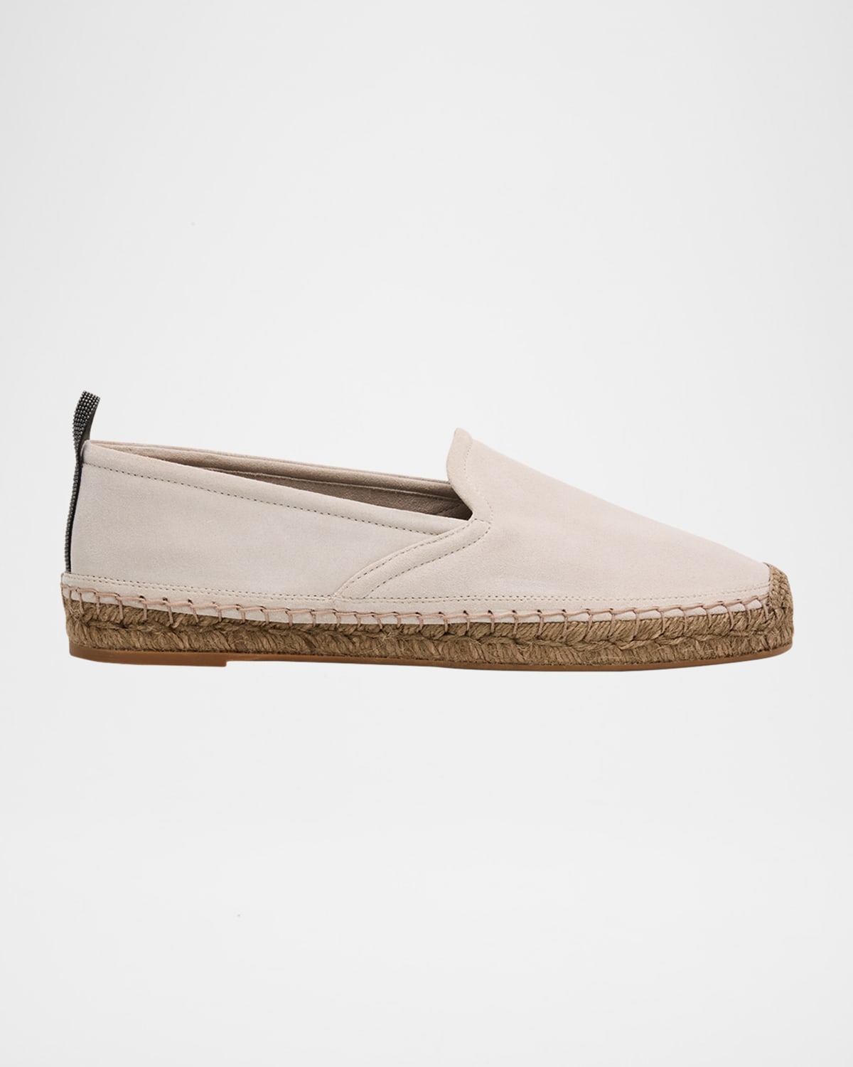 Brunello Cucinelli Womens Khaki Woven Suede Espadrilles In White