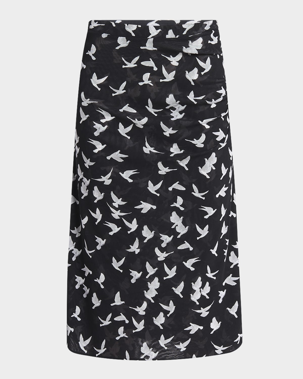 Stella Mccartney Ruched Mesh Jersey Midi Skirt In Black