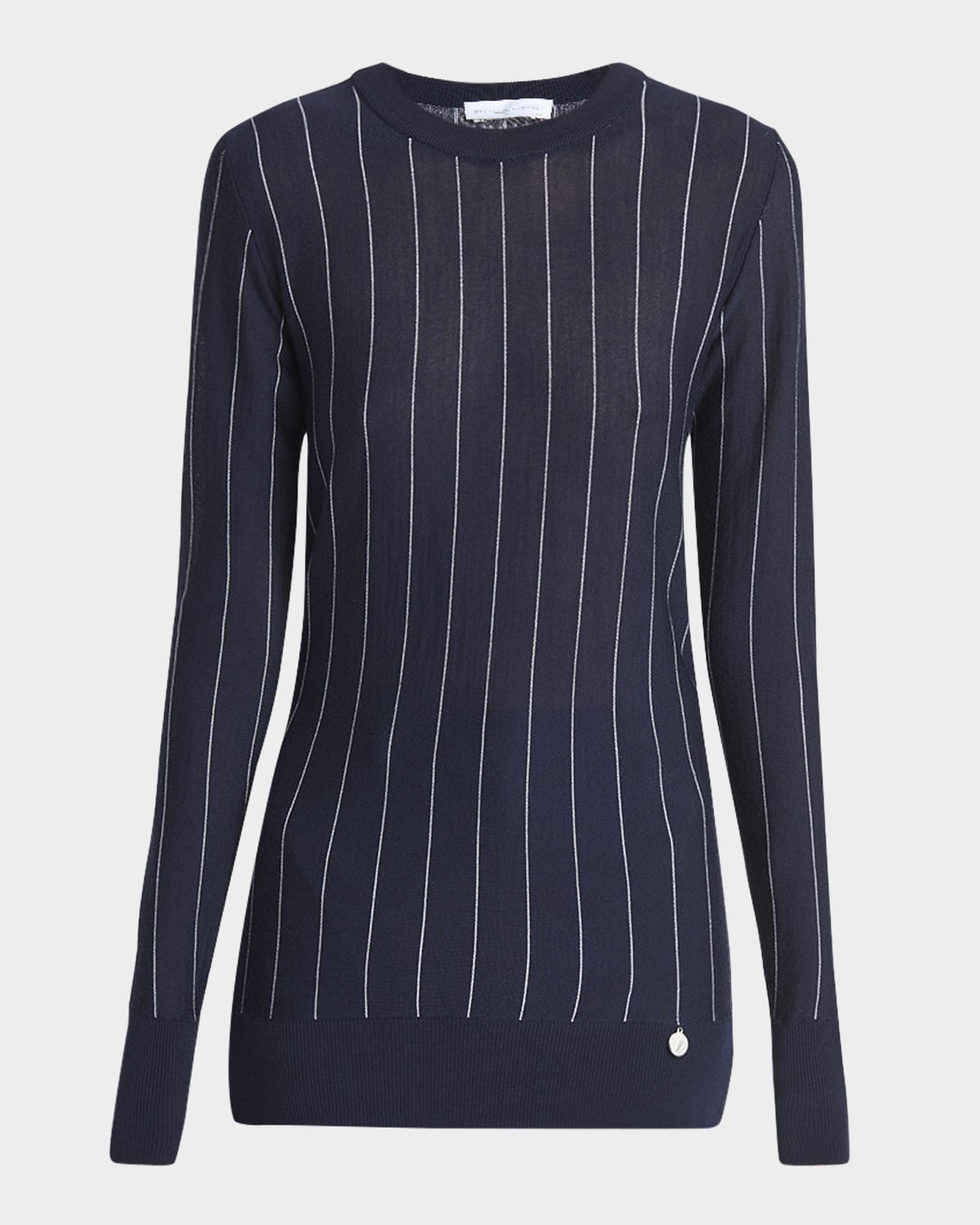 Stella Mccartney Pinstripe-pattern Round-neck Sweater In Ink White