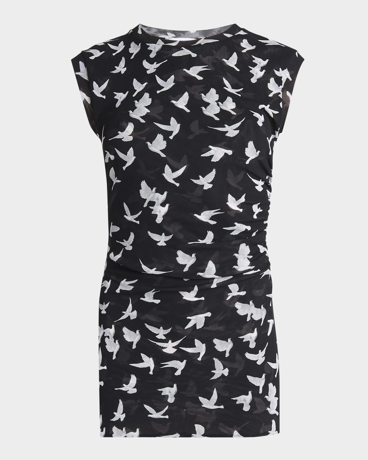 Stella Mccartney Ruched Mesh Jersey Top In Black