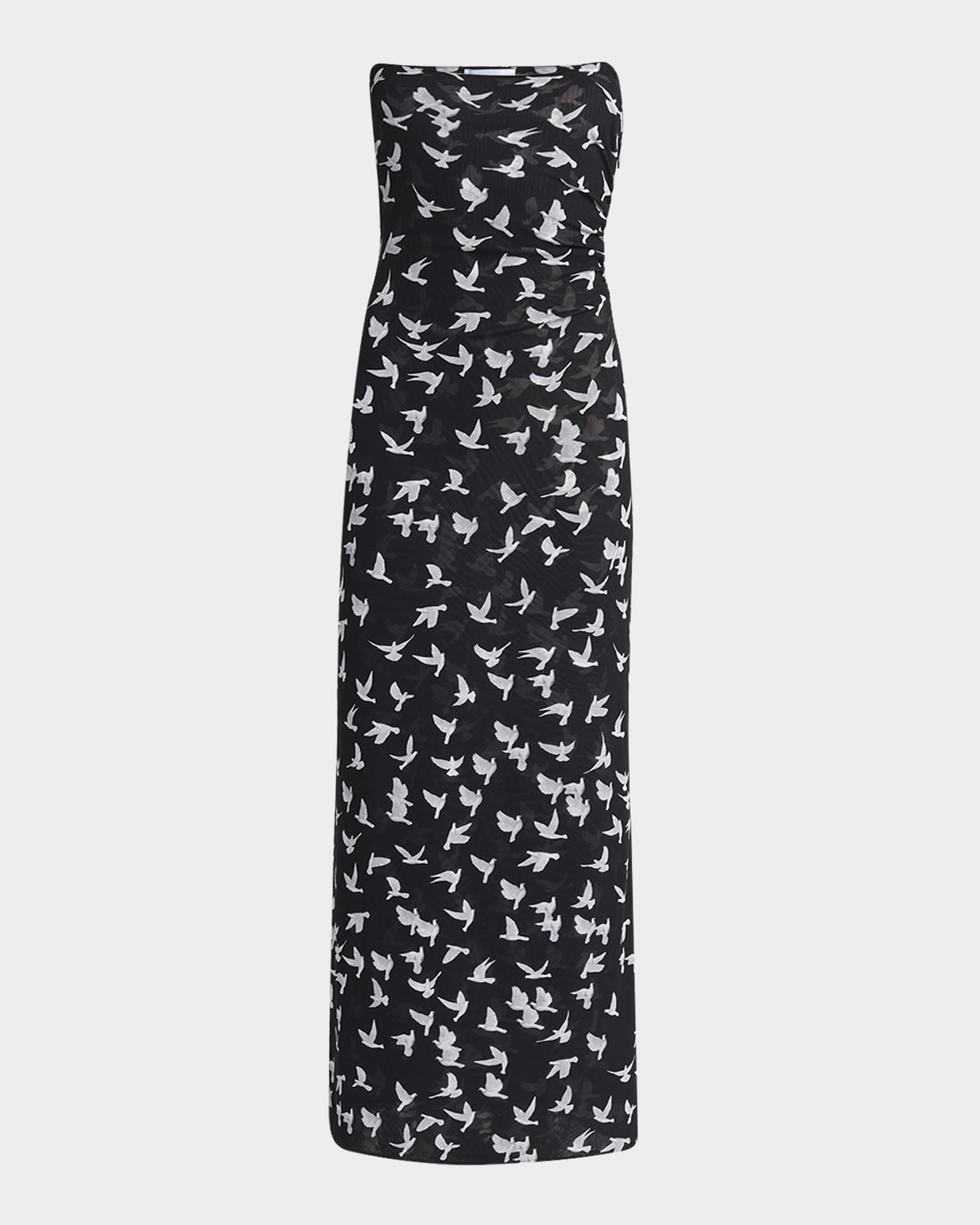 Stella Mccartney Ruched Polka-dot Stretch-tulle Maxi Dress In Black