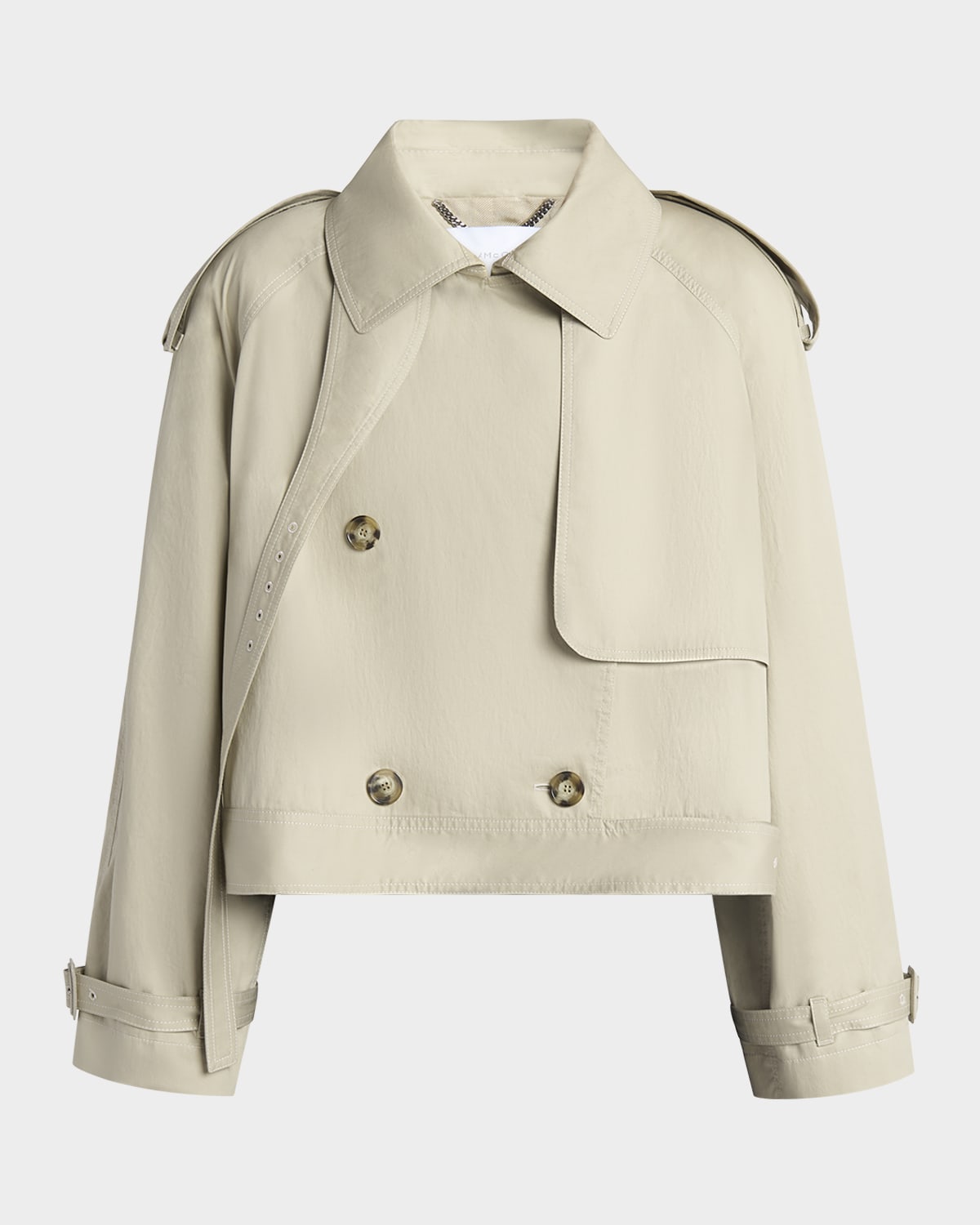 Stella Mccartney Cropped Belt Detail Trench Jacket In Pebble