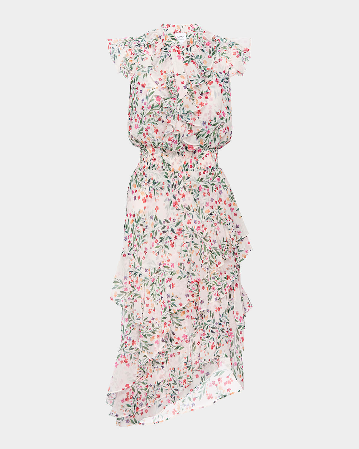 Misa Ilysa Asymmetric Chiffon Midi Dress In Spring Ditsy Chf