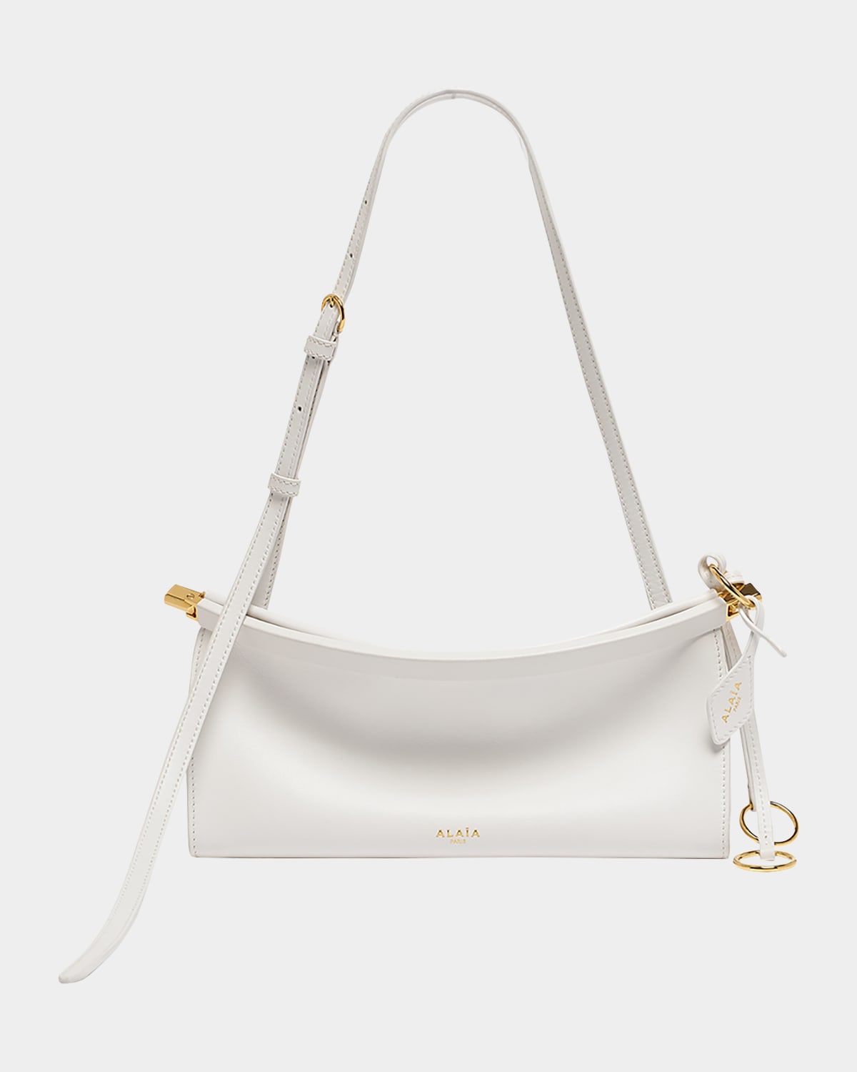 Shop Alaïa Le Click Small Shoulder Bag In Glossy Leather In 010 Blanc Optique