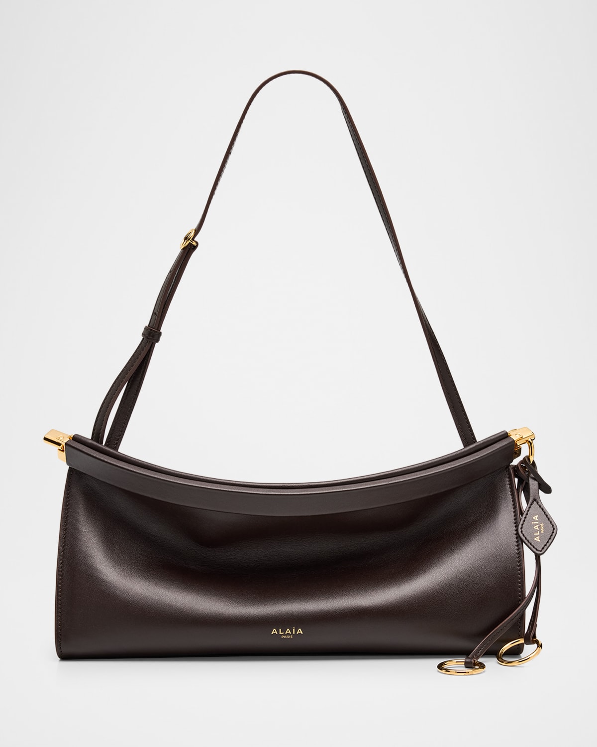 Alaïa Le Click Medium Shoulder Bag In Glossy Leather In Brown