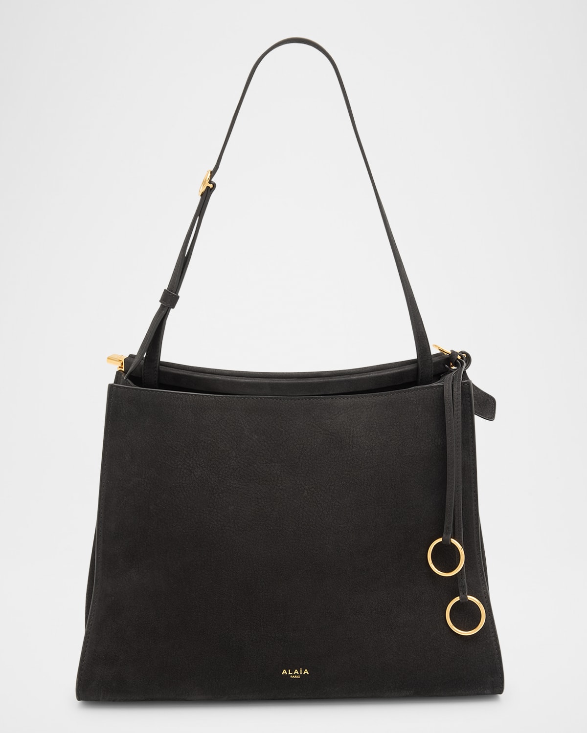 Alaïa Le Click Medium Square Tote Bag In Nubuck Leather In Black