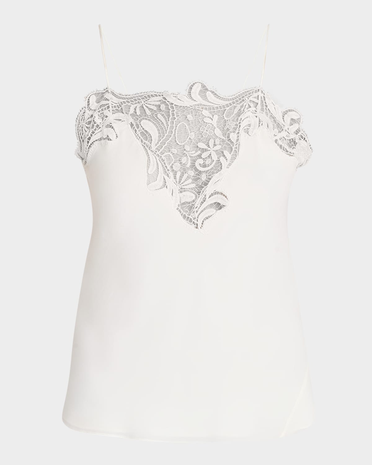 Ferragamo Macrame Lace Crepe De Chine Cami In Neutral