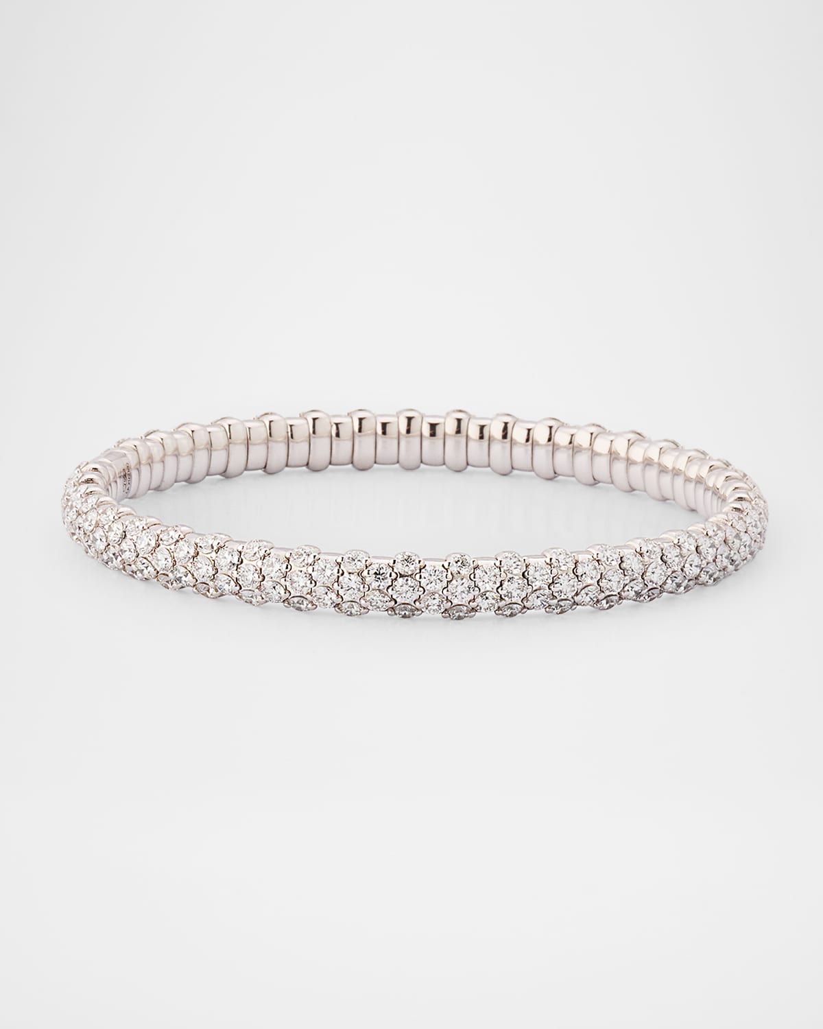 18K White Gold Stretch Bracelet with Diamonds, 6.75"L