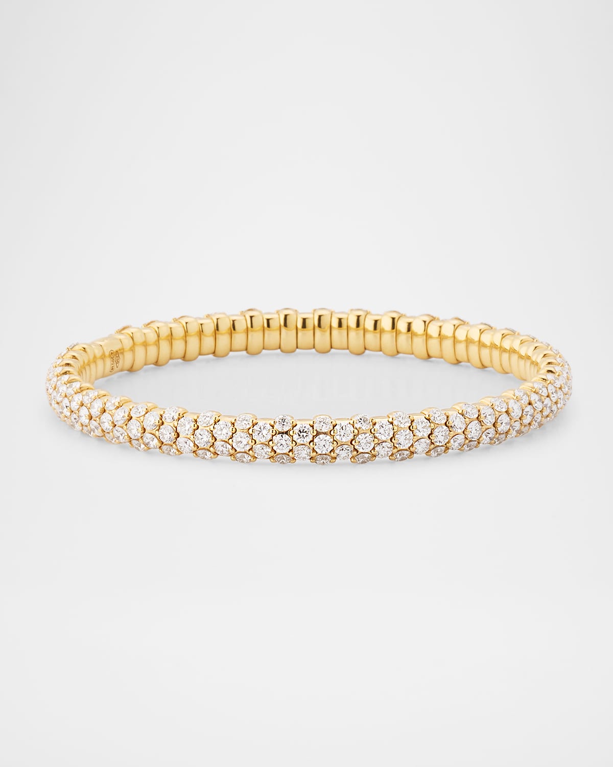 18K Yellow Gold Stretch Bracelet with Diamonds, 6.75"L