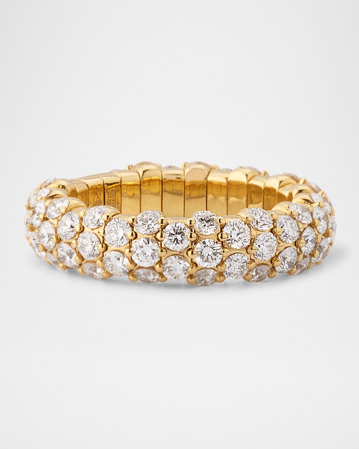 18K Yellow Gold Stretch Ring with Diamonds, Size 6