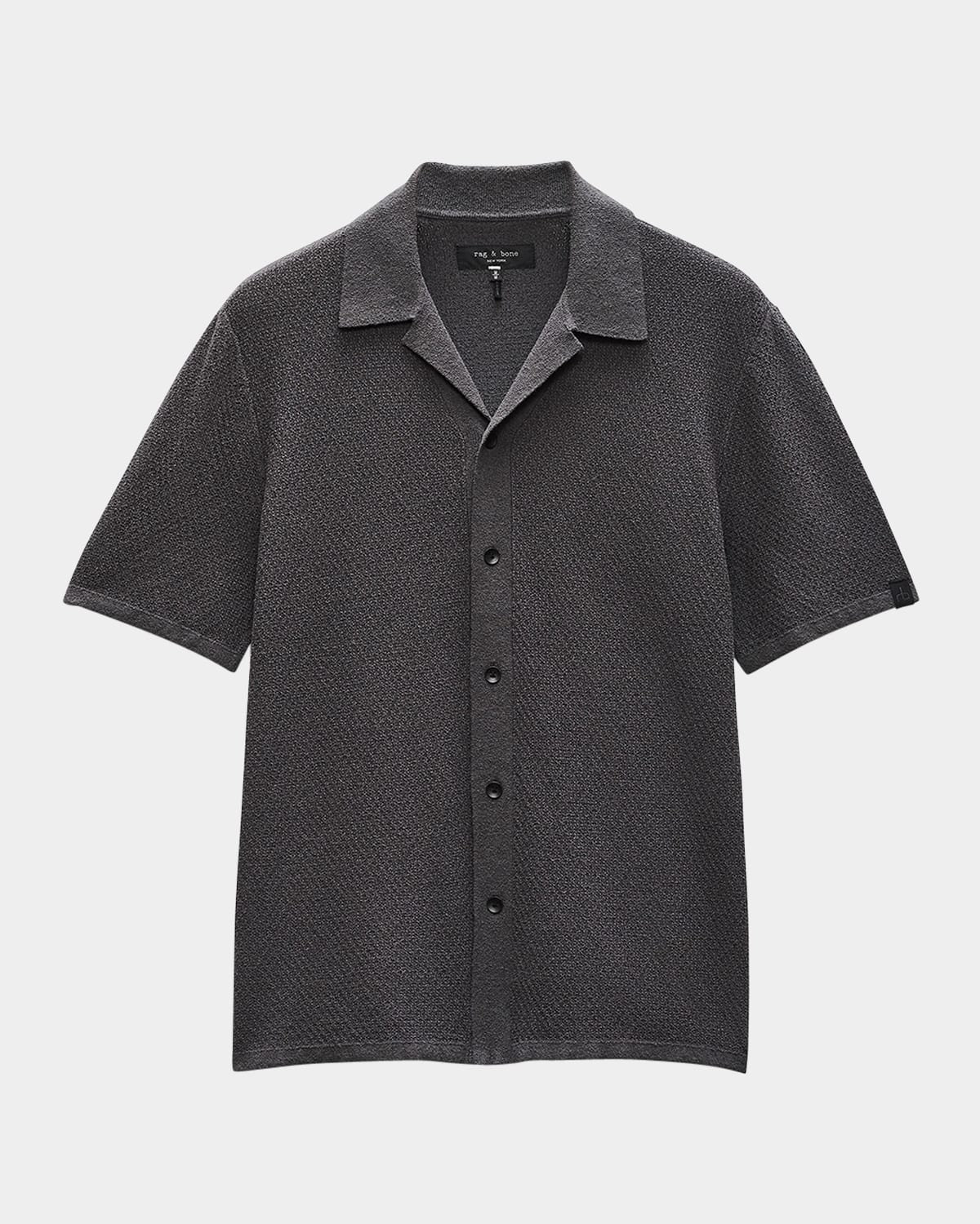 Rag & Bone Men's Zigzag Zuma Toweling Camp Shirt In Dark Grey