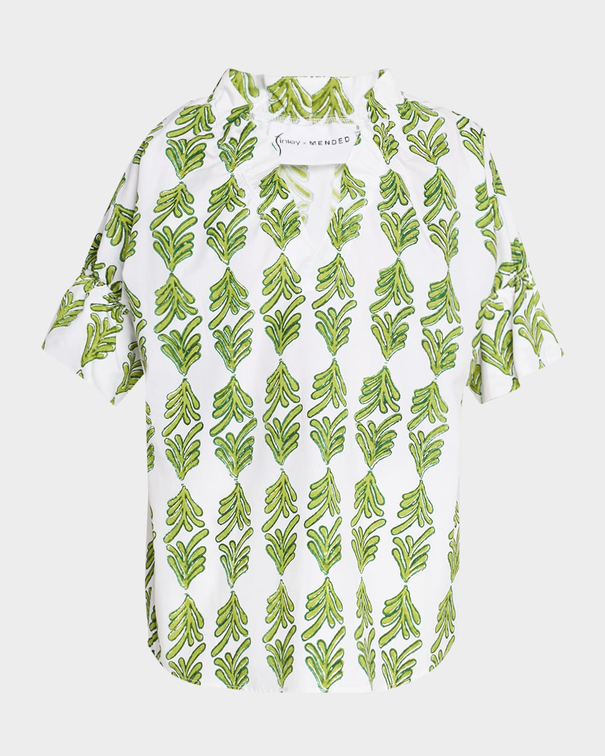 Alex Leaf-Print Cotton Midi Shirtdress