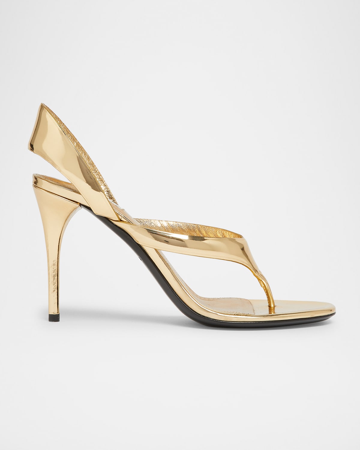 Shop Alaïa Tong Metallic Leather Sandals In Platine