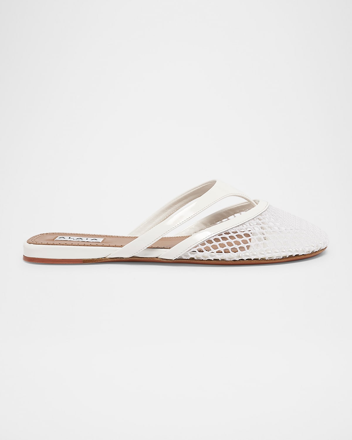 Shop Alaïa Net Leather Thong Mules In Blanc Optique