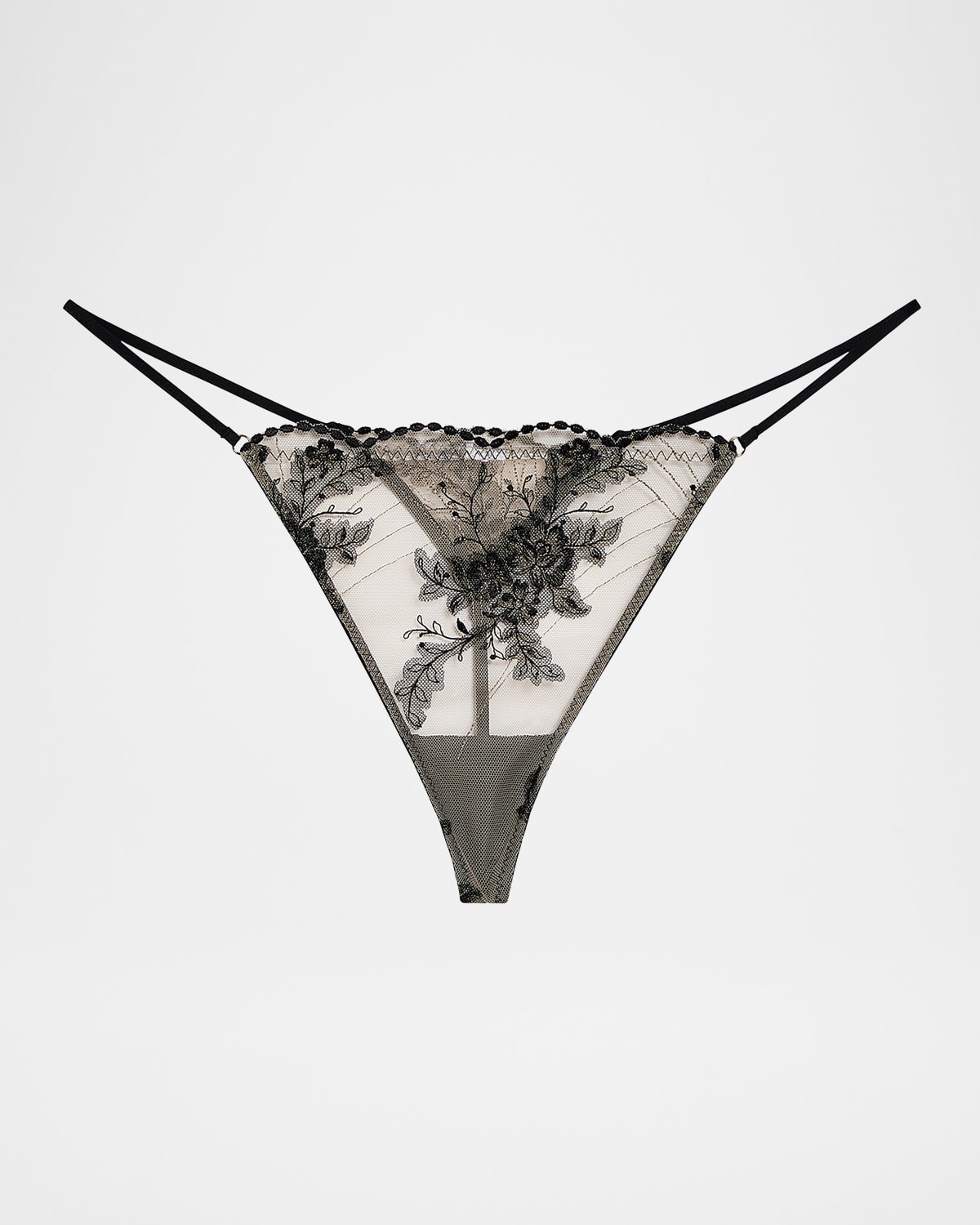 Wacoal Midnight Soiree Embroidered Low-rise Tonga In Caviar
