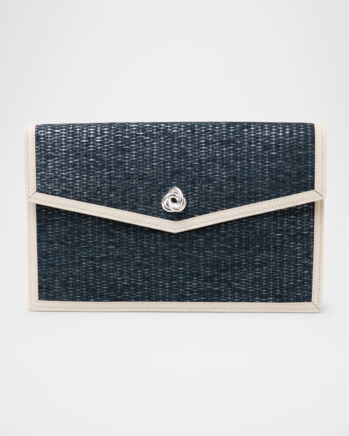 Michelle Wilhite Brick Envelope Woven Clutch Bag In Navy