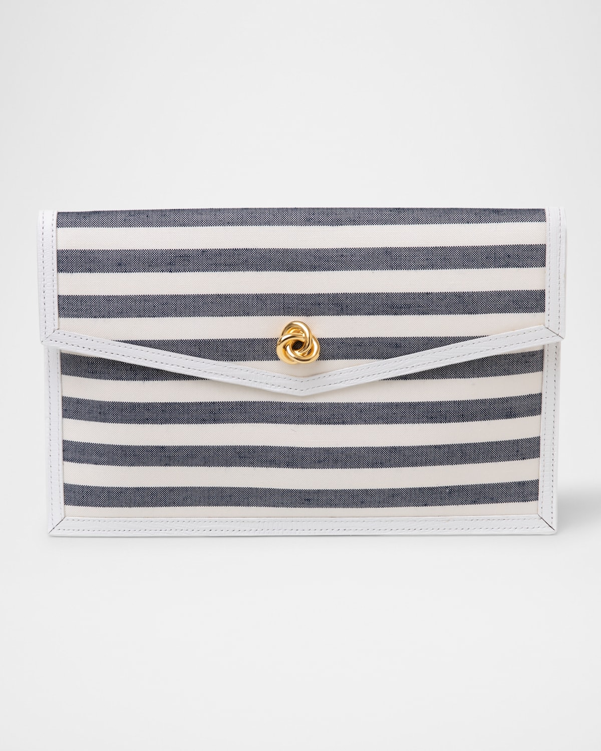Michelle Wilhite Brick Envelope Striped Clutch Bag In Navy