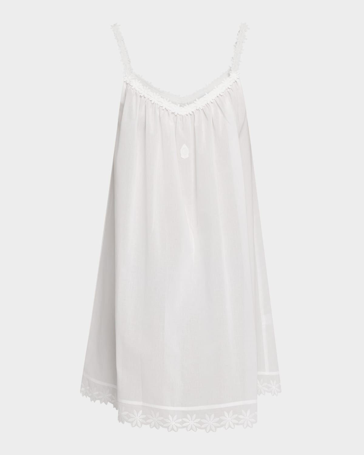 Conny-1 Ruched Lace-Trim Cotton Babydoll
