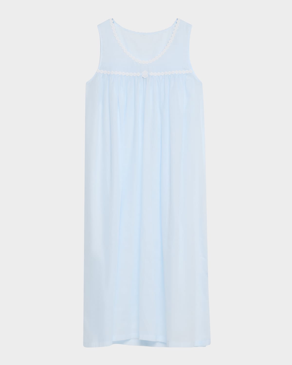 Betty Ruched Lace-Trim Cotton Nightgown