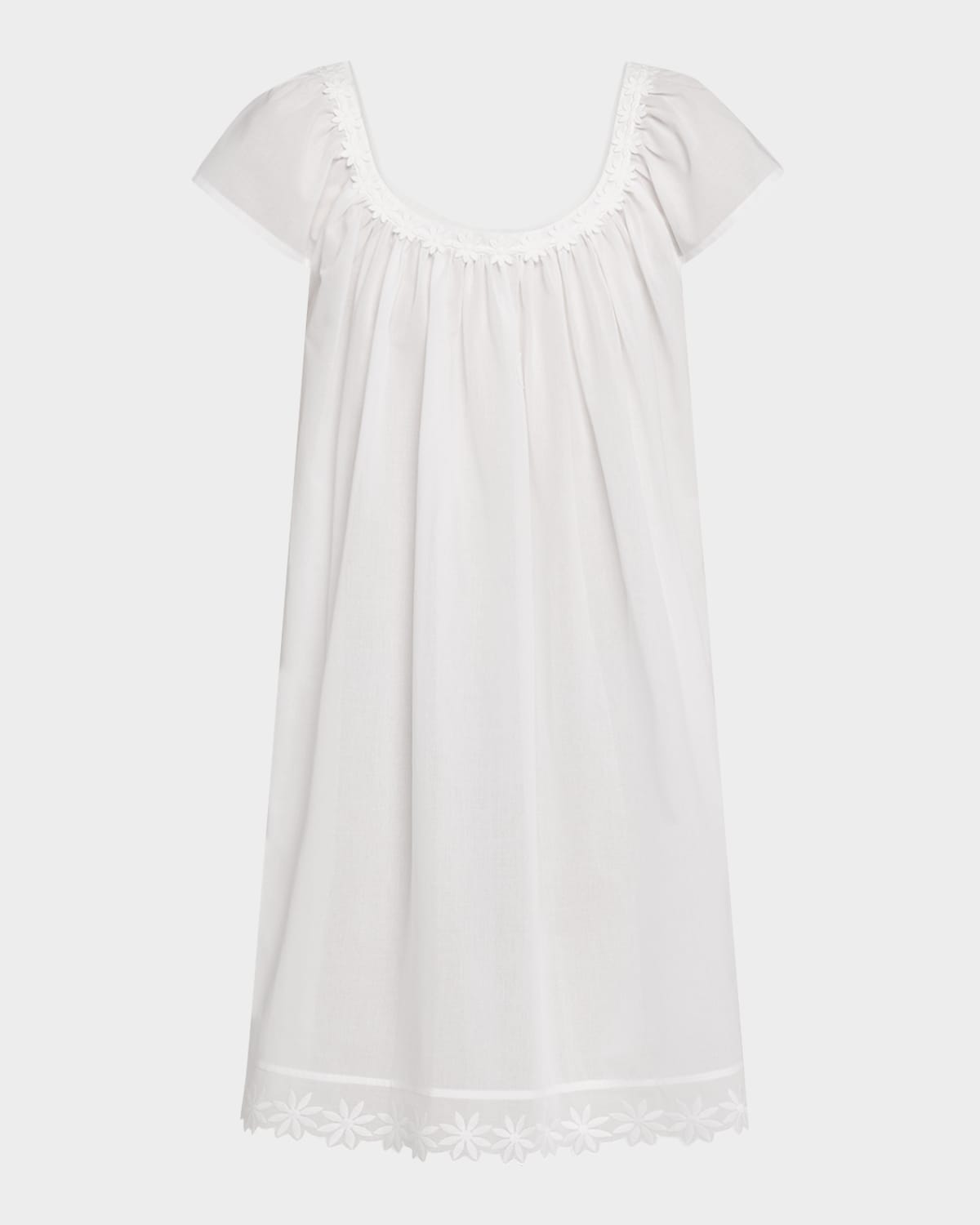 Conny-2 Ruched Lace-Trim Cotton Babydoll