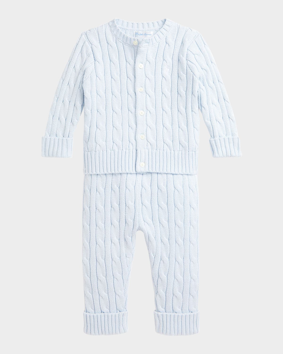 RALPH LAUREN KID'S COTTON CABLE KNIT SWEATER & PANTS SET 