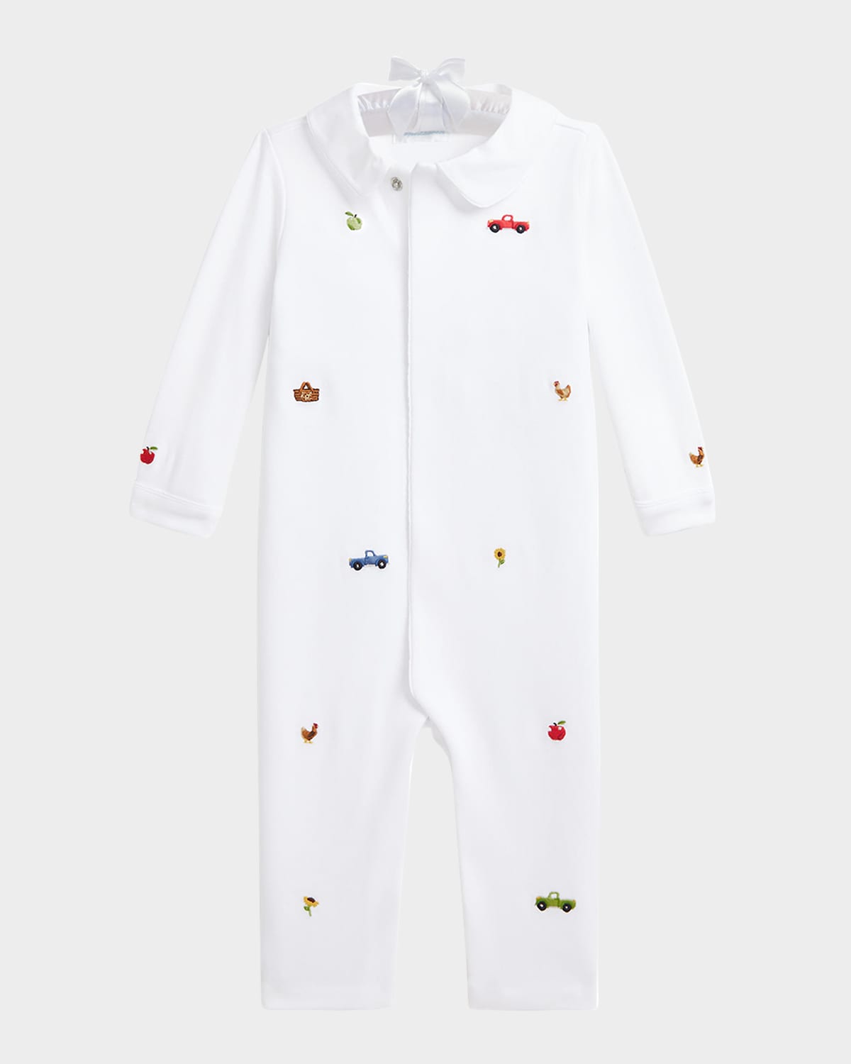 Ralph Lauren Boy's Embroidered Barnyard Coverall In White