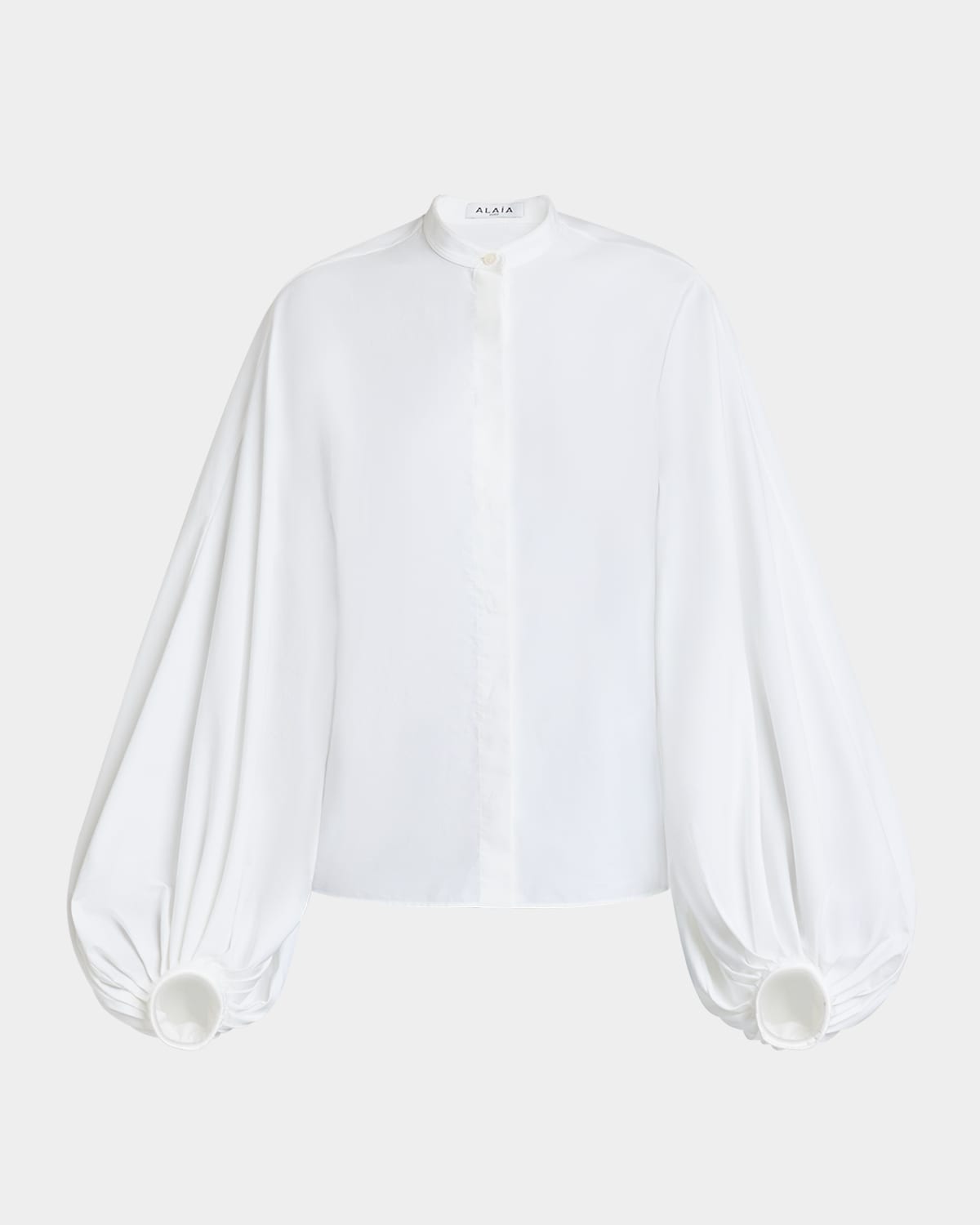 Alaïa Puff Sleeve Button Down Blouse In Blanc