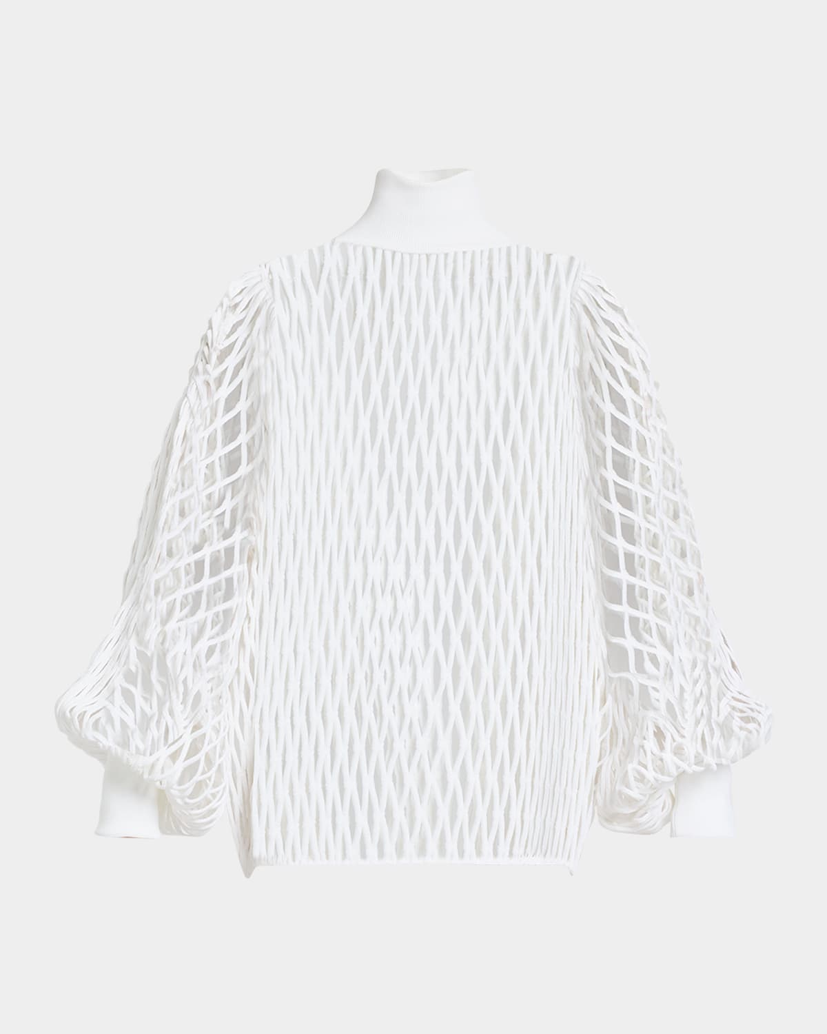 ALAÏA MACRAME KNIT HIGH-NECK SWEATER 