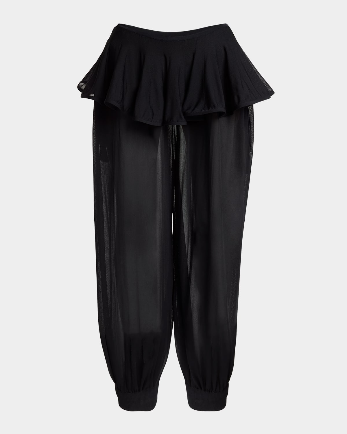 Alaïa Sheer Peplum Pants In Noir Alaia