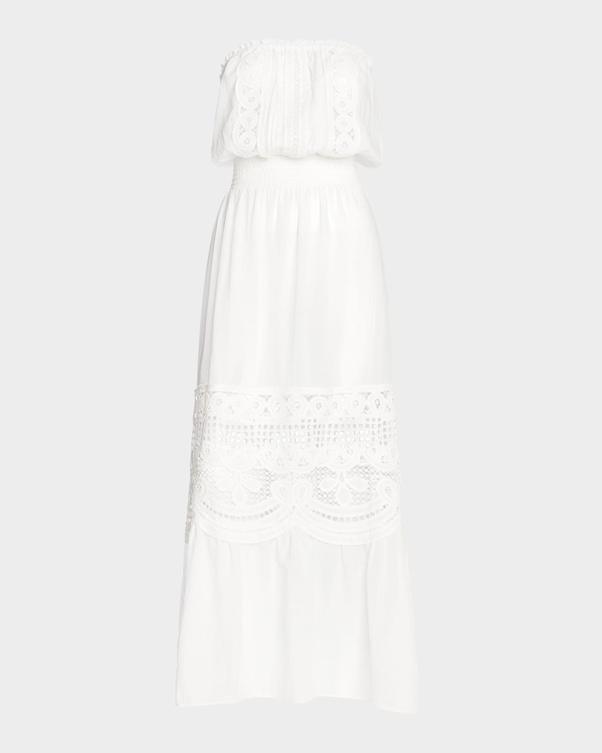 Ramy Brook Cambridge Lace Inset Strapless Dress In White