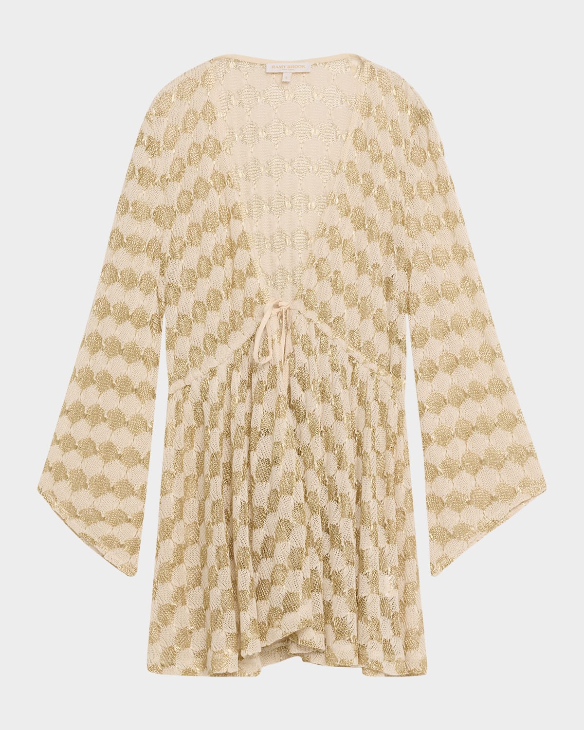 Ramy Brook Arrika Metallic Crochet Sun Dress Coverup In Naturalgold Crochet