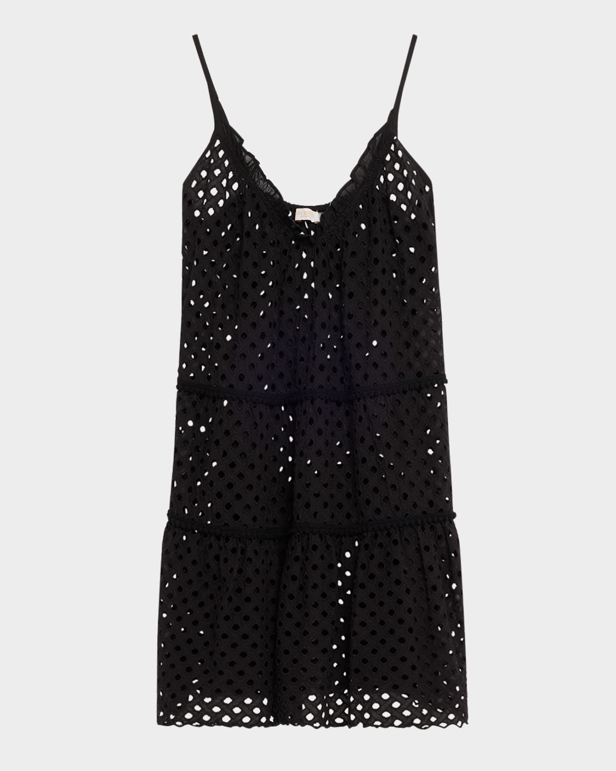 Ramy Brook Marg Eyelet Cover-up Minidress In Black