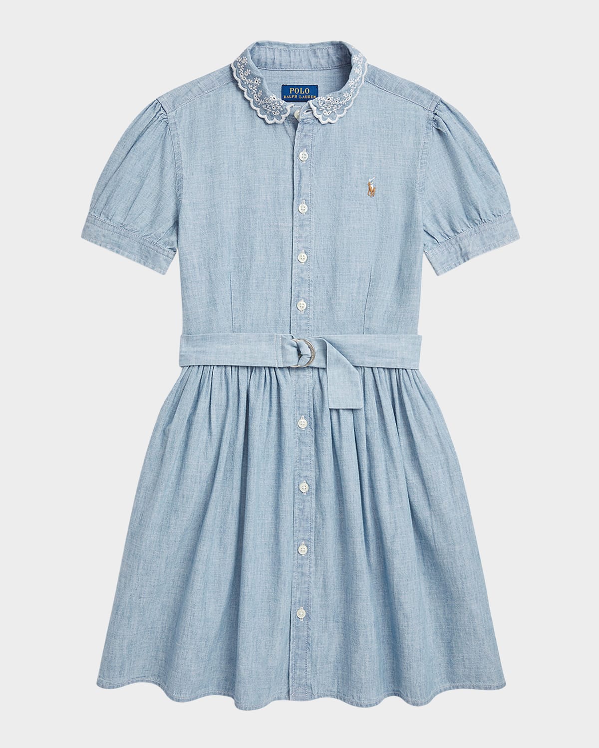 Polo Ralph Lauren Belted Indigo Chambray Shirtdress In New Medium Wash