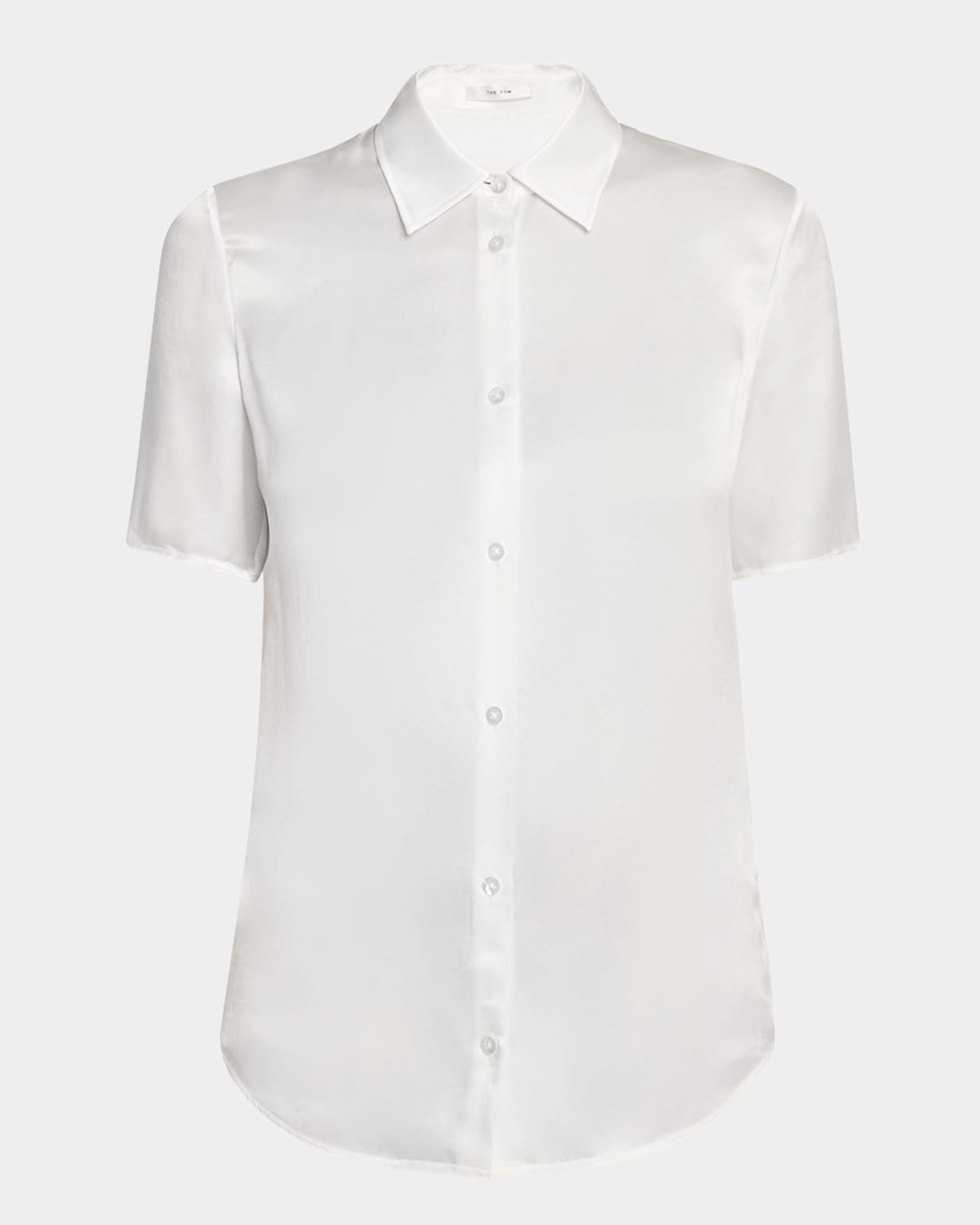 The Row Jiselle Oversized Short-sleeve Linen Top In Black