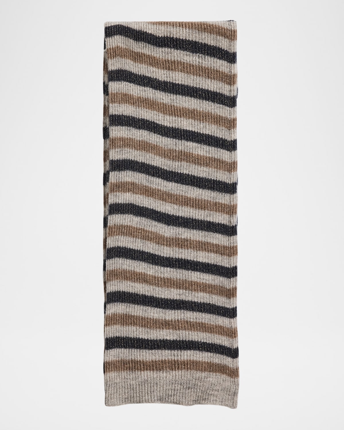 Brunello Cucinelli Striped Mohair Blend-scarf In Clm03 Smoke