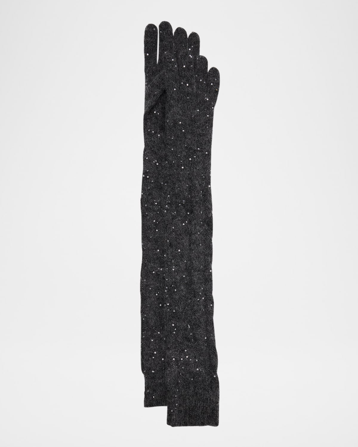 Brunello Cucinelli Cable Knit Paillette Mohair-blend Gloves