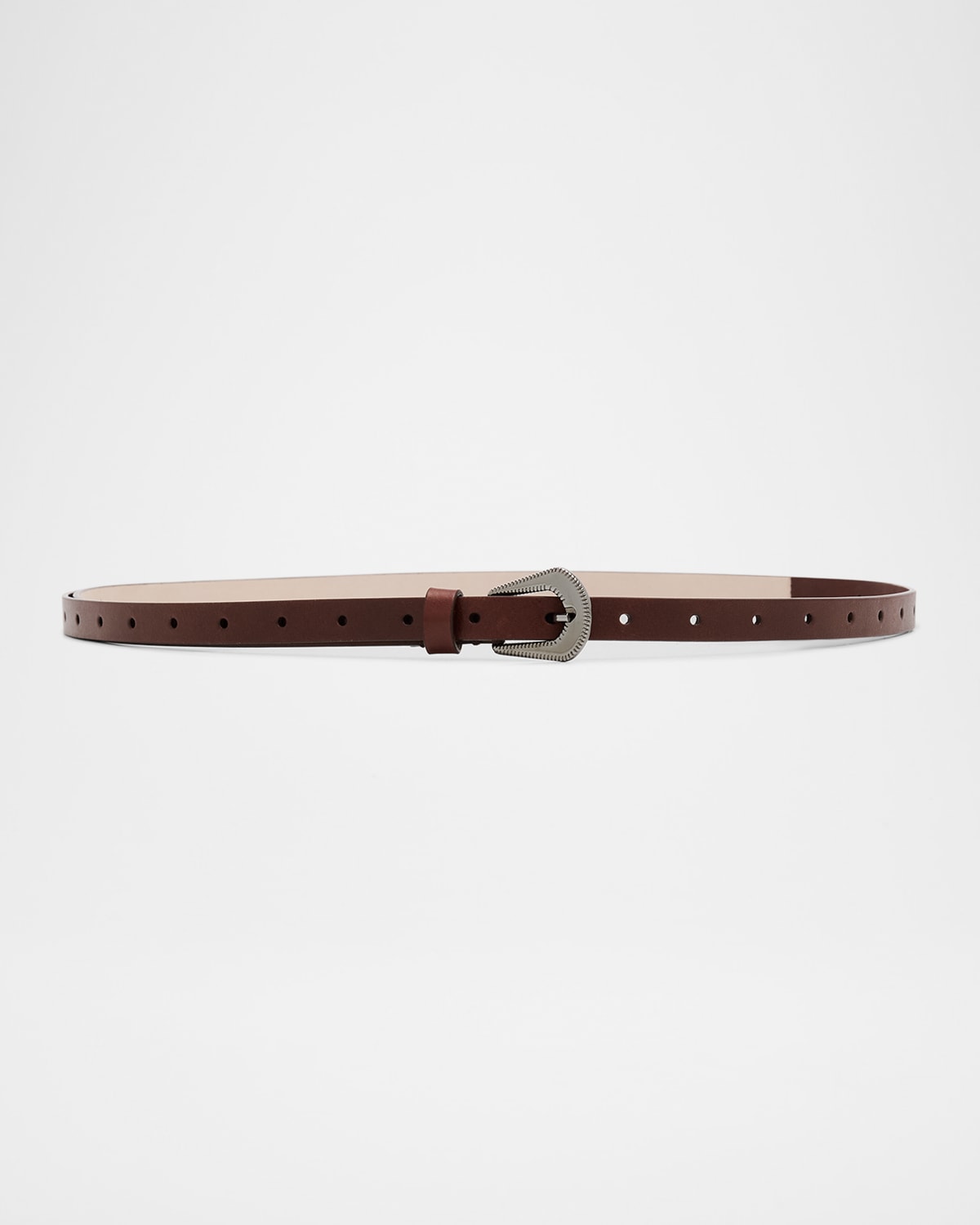 Brunello Cucinelli Glossed Skinny Leather Belt In Burgundy