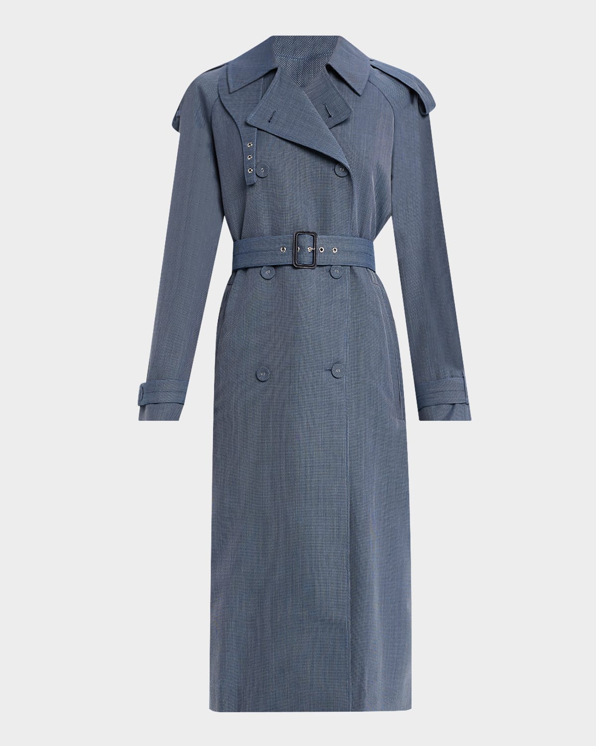 Shop Proenza Schouler White Label Sakia Wool Melange Trench Coat In Denim