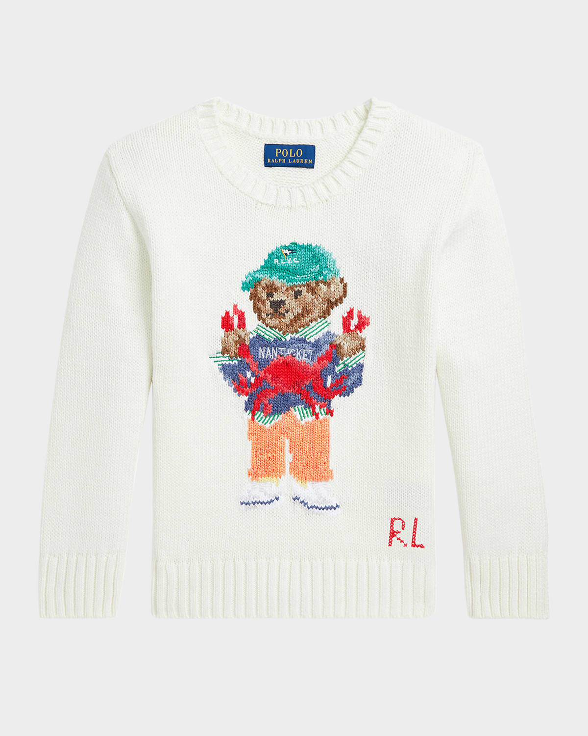Polo Ralph Lauren Polo Bear Cotton Sweater In Nevis