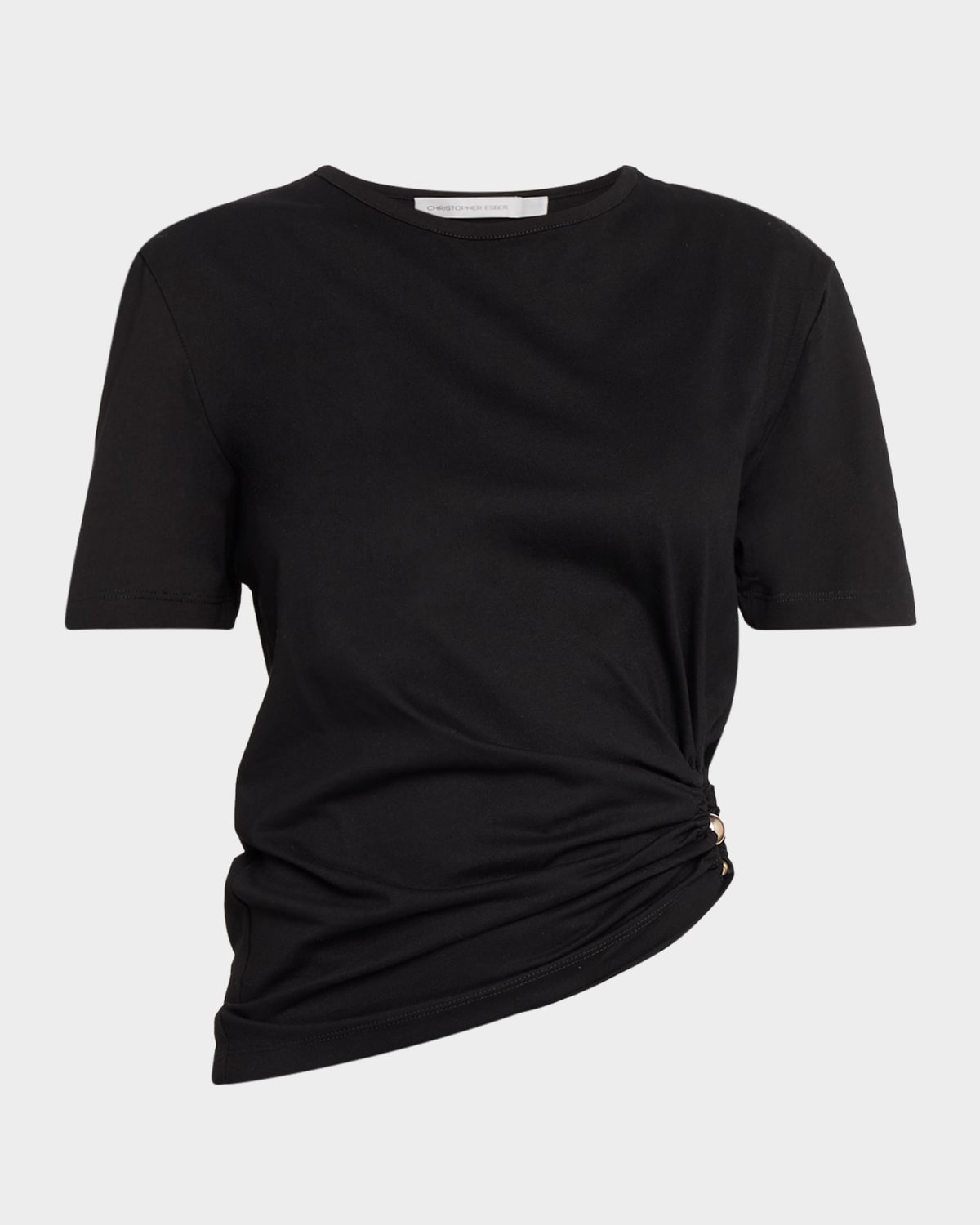 Christopher Esber Orbit Gathered Asymmetric Tee In Black