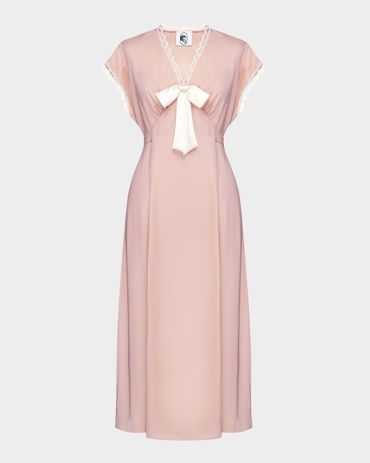 The Bow Lace-Trim Satin Midi Nightdress