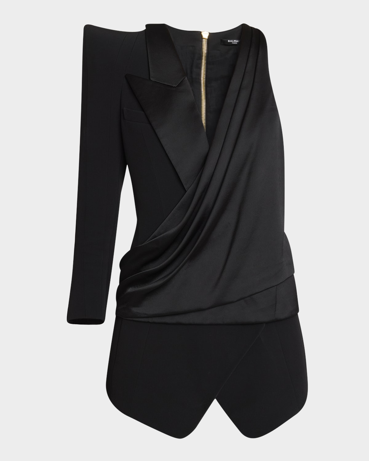 BALMAIN ASYMMETRIC PAGODA TAILORED TOP 