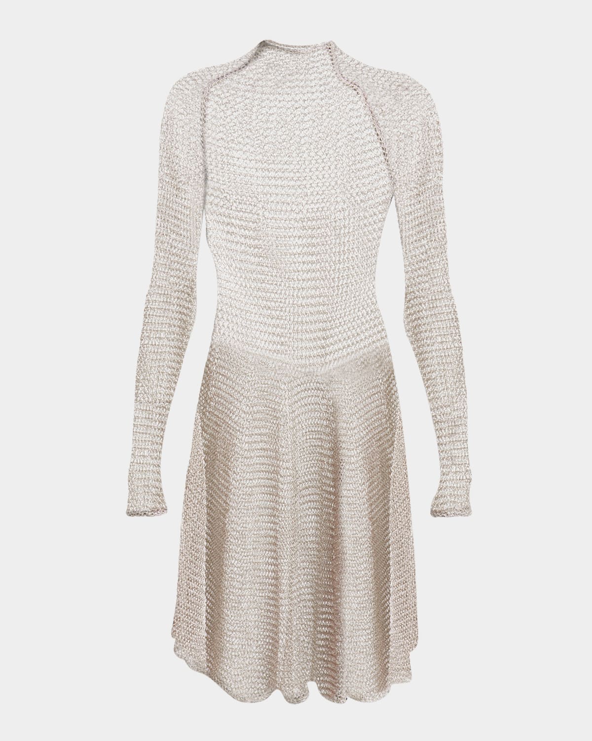Alaïa Funnel-neck Chainmail Mesh Knit Mini Dress In Argent